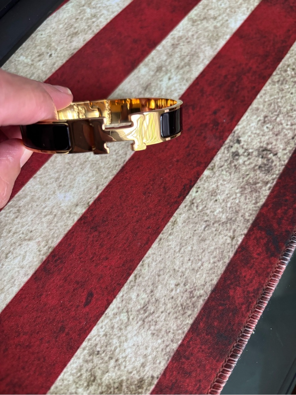 Gold and Black Enamel Bracelet